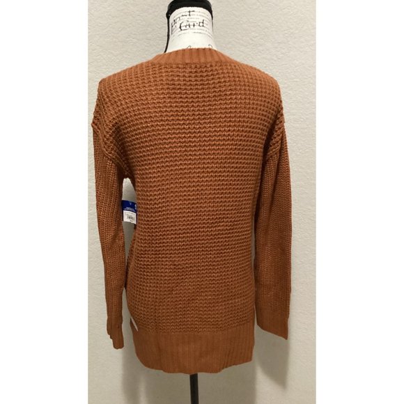 Arizona Rust Waffle Knit Sweater Long Sleeve Ribbed Size S - Picture 4 of 5